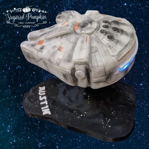 Gravity defying Star Wars Millenium Falcon spaceship cake