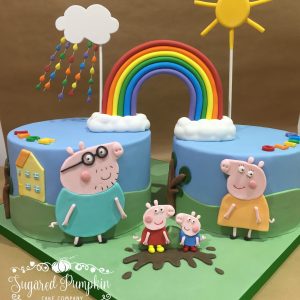 Peppa Pig cake for two children